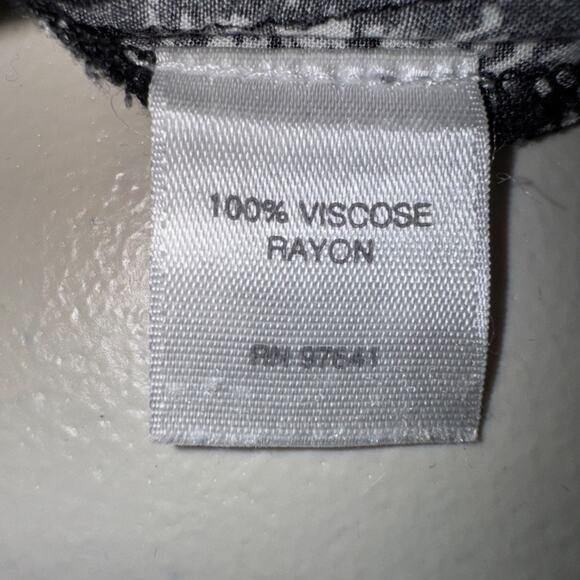 J. Jill blouse black & white patterned button up long sleeve collared shirt Sz M - Picture 7 of 8